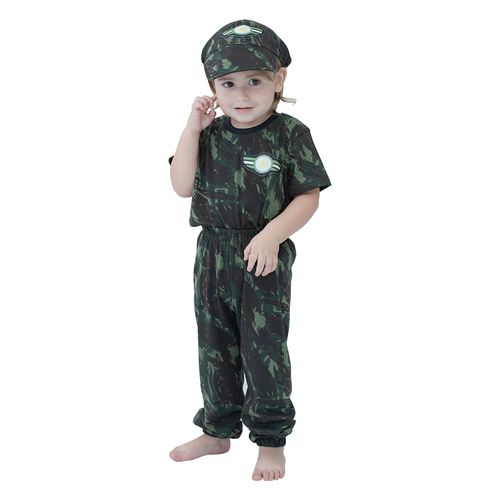 Fantasia Infantil Menino Soldado Camuflado Temático Verde
