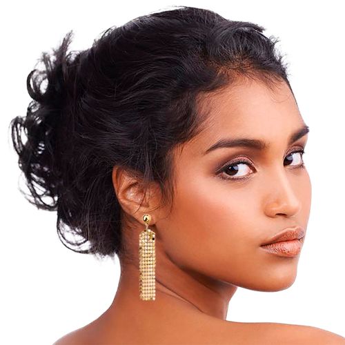 Brinco Feminino Malha Delicado Pendurar Brilhante Dourado