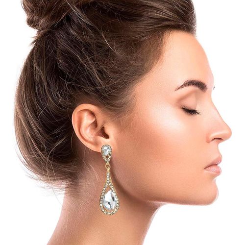 Brinco Sobrepor Delicado Feminino Festa Pedra Pendulo Branco