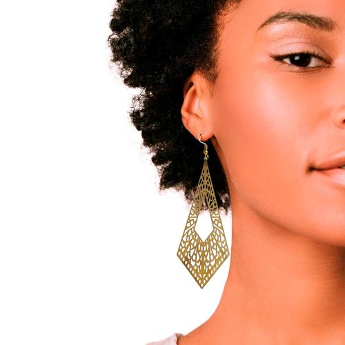 Brinco Sobrepor Delicado Feminino Festa Pirâmide Arabesco Am