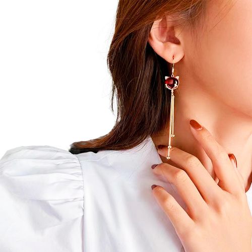 Brinco Festa Feminino Delicado Gatinho Sobrepor Lux Vermelho