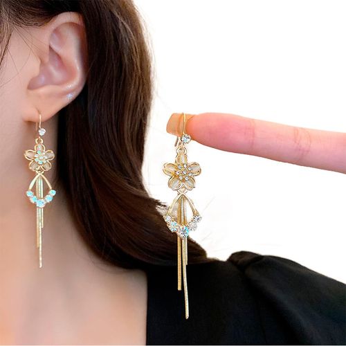 Brinco Dourado Strass Feminino Joia Festa Casament Margarida