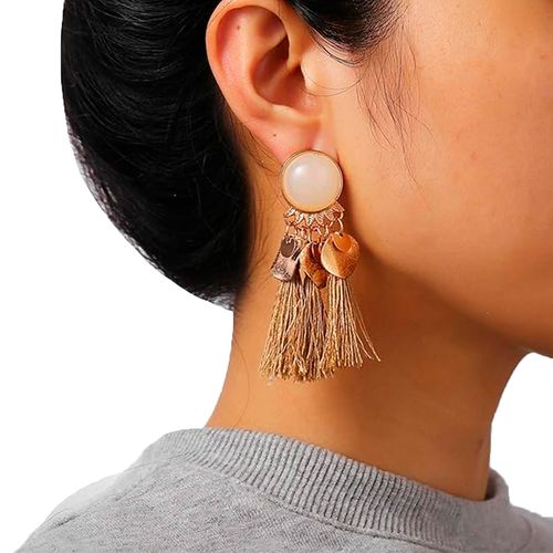 Brinco Sobrepor Delicado Feminino Espanador Amarelo Festa