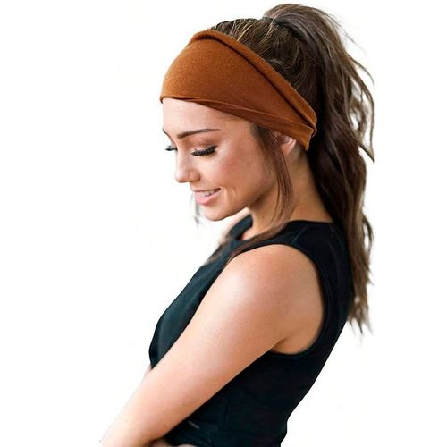 Faixa Cabeça Corrida Academia Yoga Headband Ciclismo Marrom