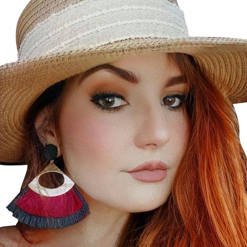 Brinco Sobrepor Delicado Vazado Dourado Espanador Vermelho