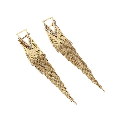 Brincos Femininos Franja Triângulo Strass Mulheres Casamentos