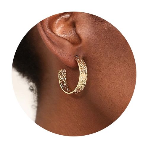 Par de Brincos Dourado Meia Lua Texturizado Luxo Casamento