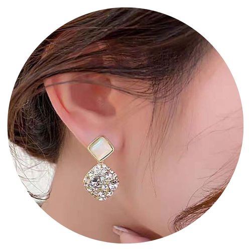 Brinco Feminino Par Losango Dourado Luxo Festas Brilho