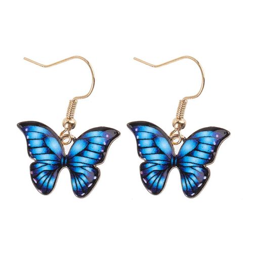 Brinco Borboleta Azul Feminino Estilo Vintage Fes Sobreposto