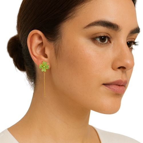 Brinco Flor Verde Festa Elegante Delicado