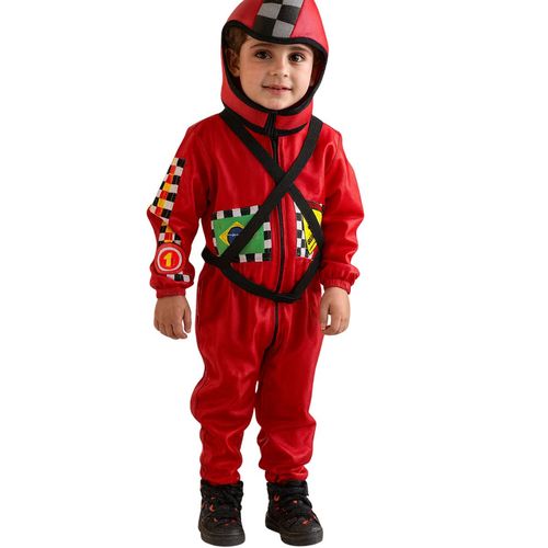 Fantasia Infantil Piloto de Corrida com Capacete Estiloso