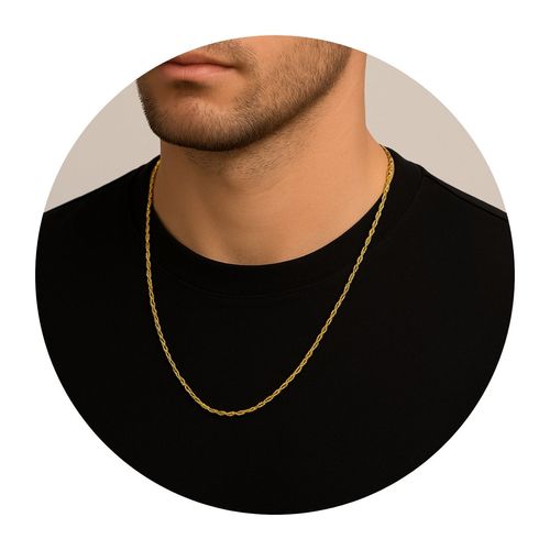 Corrente Elo Singapura Dourada em Aço Inoxidável 45cm