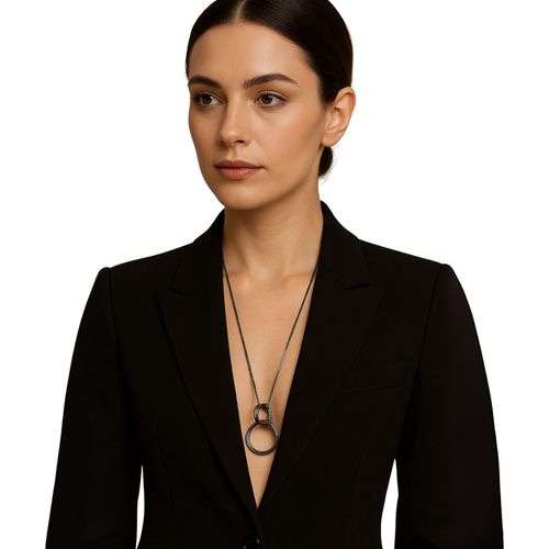 Colar Feminino Pingente Argolas Metálicas Entrelaçadas