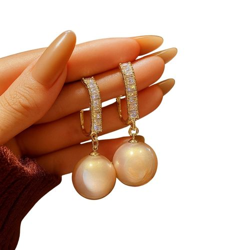 Brinco Magnético Pérola Luxo Sem Furo Dourado Feminino Luxo