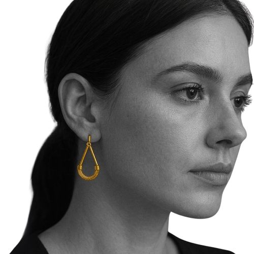 Brinco Argola Dourada Trabalhada Luxo Feminino Festa