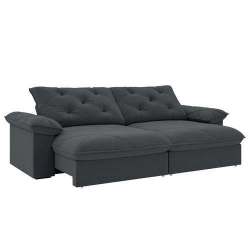 Sofá Retrátil e Reclinável 4 Lugares 2,60m Slim Amsterdã Cinza