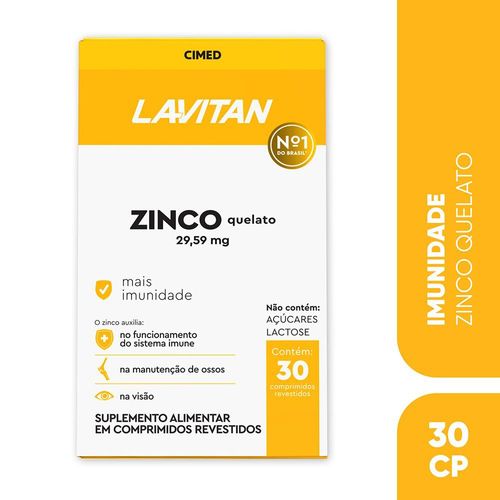 Suplemento Alimentar Lavitan Zinco 29,59mg com 30 Comprimidos