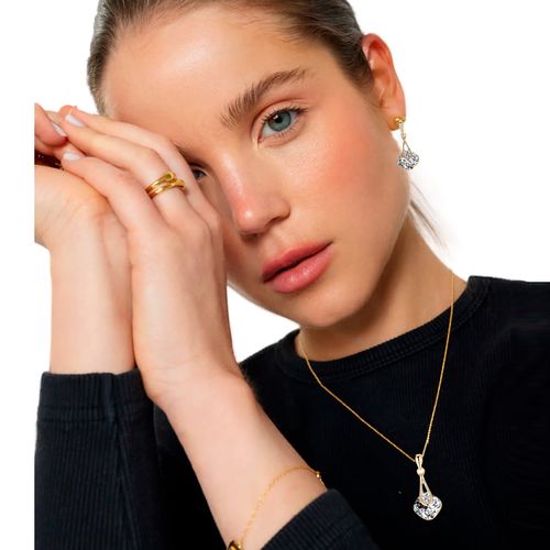 Kit Colar + Brinco fe Noiva Casamento Dia Mães Pedra Strass