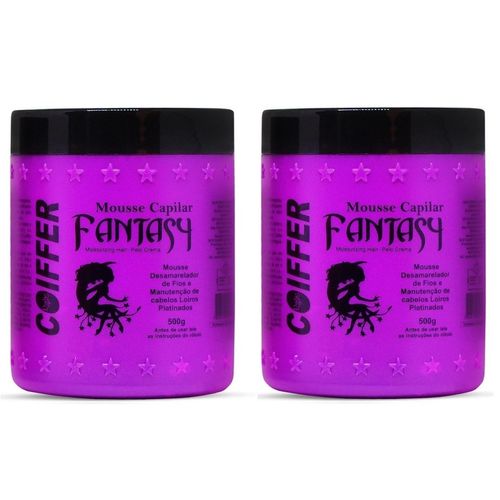 Kit Com 2 Mousse Fantasy Coiffer 500g Matizador, Desamarelador e Hidratação para Cabelos Loiros