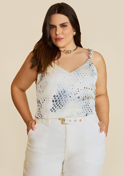 Regata Maria.Valentina Solta Decote V Padrão Off White