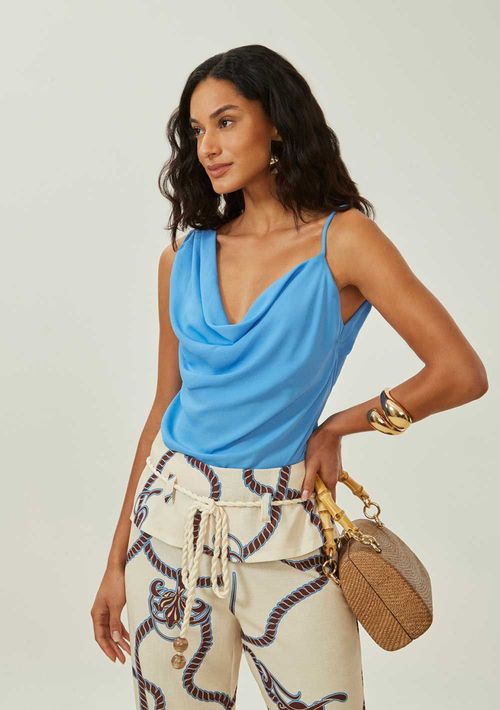 Regata Maria.Valentina Solta Decote V Padrão Azul