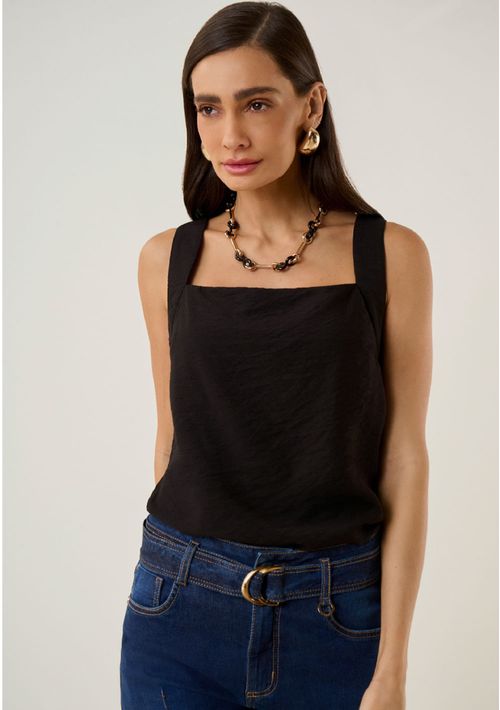 Regata Maria.Valentina Solta Decote Quadrado Padrão Preto