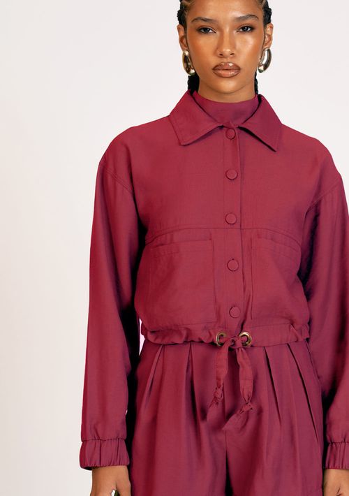 Jaqueta Zinco Reta Com Botão Rosa