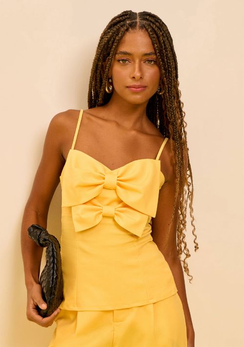 Regata Zinco Ajustada Decote V Padrão Amarelo