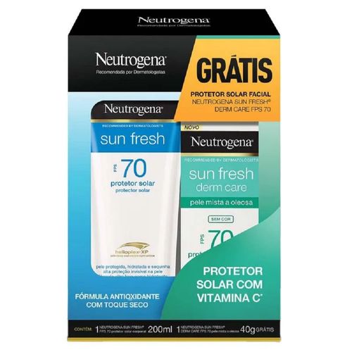 Kit Protetor Solar Neutrogena Sun Fresh Fps70 Corporal 200ml + Facial 40g