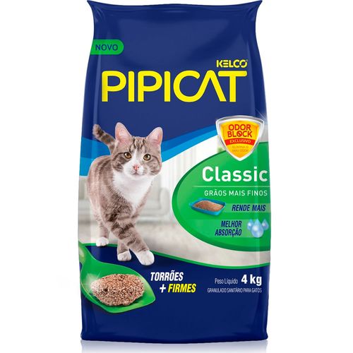 Areia Higiênica Pipicat Granulado Classic Para Gatos Kelco 4kg
