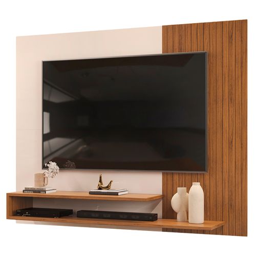 Painel Para TV Até 50 Polegadas Detalhe Frisado Com Prateleiras Gael