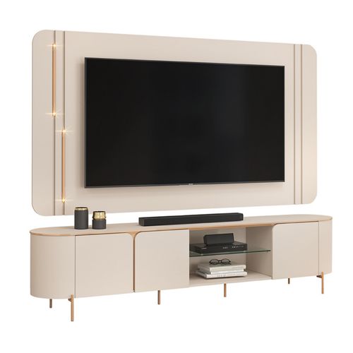 Rack Bancada com Painel Led Para TV Até 75 Polegadas Lívia Off White