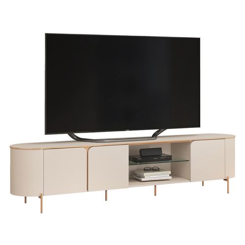 Rack Bancada Para TV Até 75 Polegadas 2,41m 3 Portas Lívia Off White