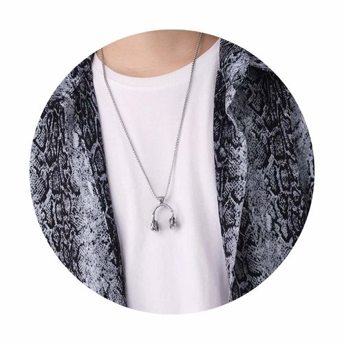 Colar Corrente Pingente Pop Fone Música Acessório Masculino