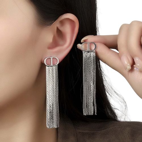 Brincos Femininos Franja Strass Solto Festas Prateado