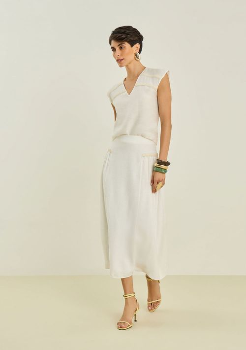 Regata Maria.Valentina Solta Decote V Padrão Off White