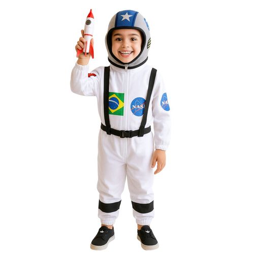 Fantasia Infantil Astronauta com Capacete Estampado NASA