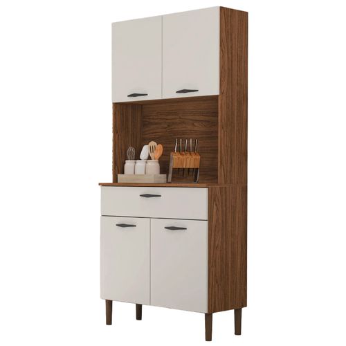 Armário de Cozinha Completa 4 Portas 1 Gaveta Cris Nogueira / Off White Kit's Paraná