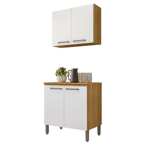 Armário De Cozinha Completa e Lavanderia Com Balcão Ametista Kit?s Paraná 4 Portas 0,80m Madeirado