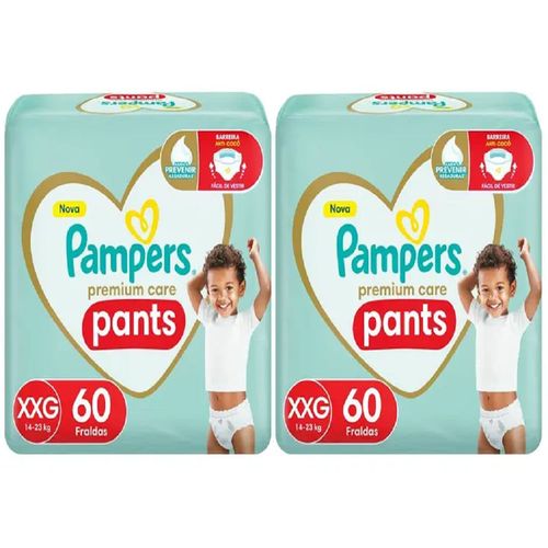 Kit 2 Fralda Descartável Pampers Premium Care Pants XXG 60 Unidades cada