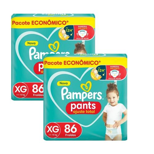 Kit 2 Fraldas Pampers Confort Pants Ajuste Total Max Xg 86 Unidades