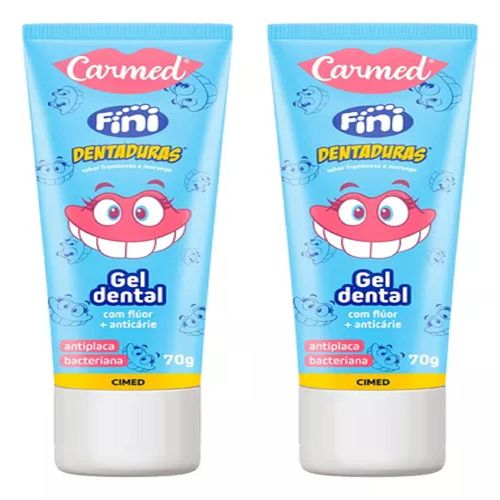 Kit 2 Gel Dental Carmed Dentaduras Flúor Anticárie70g Cada