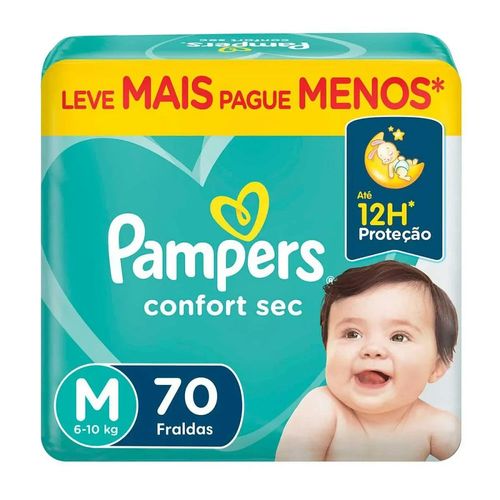 Fralda Descartável Pampers Confort Sec Super M 70 Unidades
