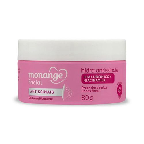 Gel Creme Hidratante Facial Monange Hidra Antissinais 80g