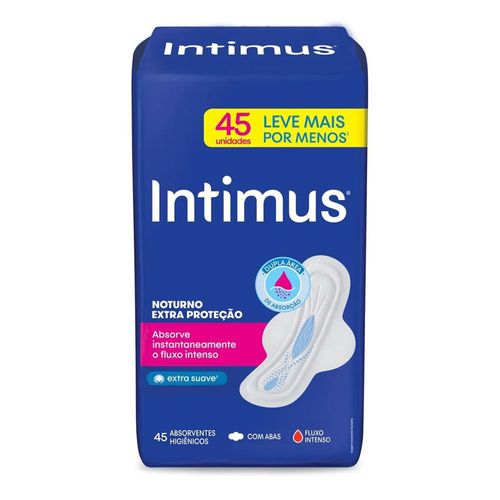 Absorvente Intimus Noturno Extra Proteção Cobertura Suave Com Abas 45 unidades