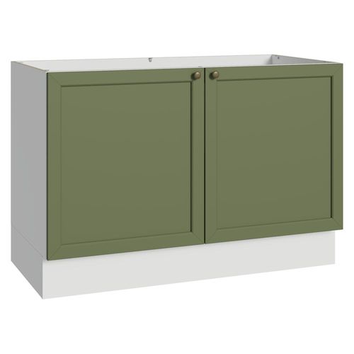 Balcão Gabinete de Pia 120 cm (Sem Tampo) Branco/Verde Vik Madesa