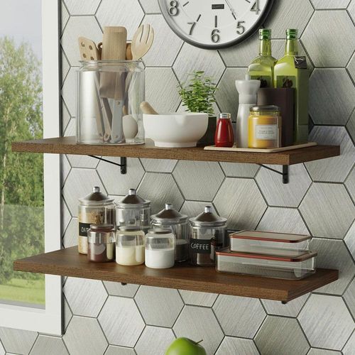 Kit 2 Prateleiras Suspensas Para Cozinha 80 Cm Rustic