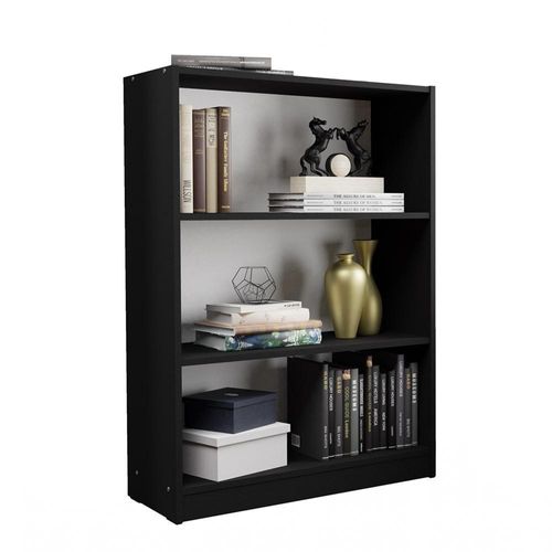 Estante Para Livros Home Sala Madesa 6907 Com 3 Nichos Preto