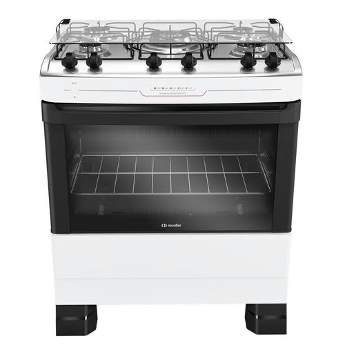 Fogão Mueller 5 Bocas Tripla Chama com Mesa Inox e Acendimento Automático Branco MFI5BF Bivolt
