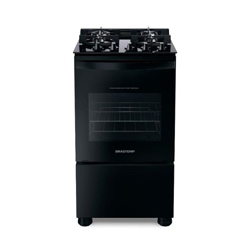 Fogão Brastemp 4 Bocas Mesa De Vidro Preto Bfo4xaeuna Bivolt